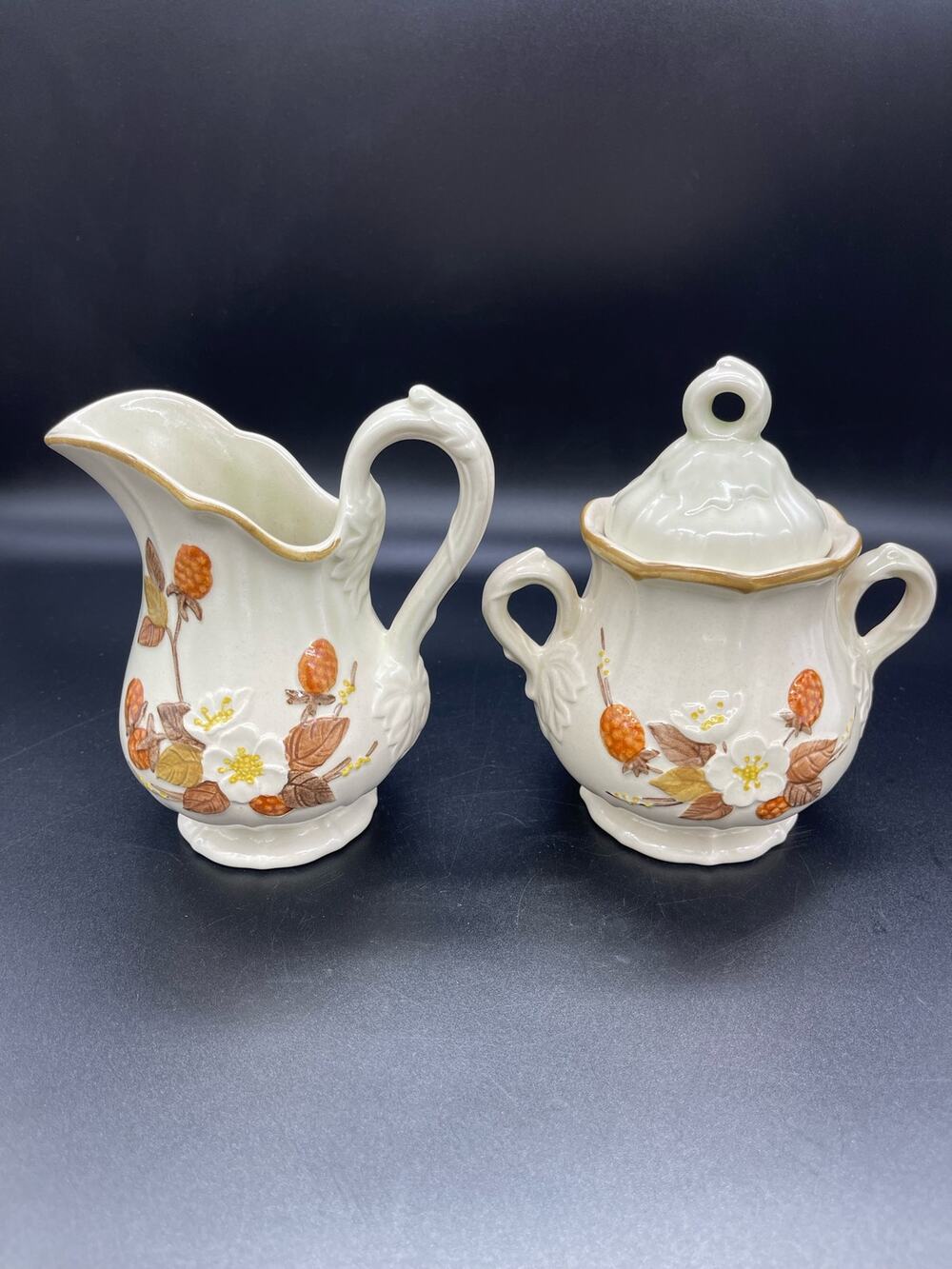 Vintage Metlox Poppytrail Autumn Berry Creamer & Sugar Made in CALIF